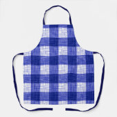 Blue and White Bold Checkered Plaid Design  エプロン (正面)