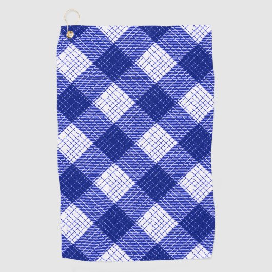 Blue and White Bold Checkered Plaid Design  ゴルフタオル (正面)