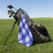 Blue and White Bold Checkered Plaid Design  ゴルフタオル (グリーン)
