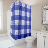 Blue and White Bold Checkered Plaid Design シャワーカーテン (インサイチュ)