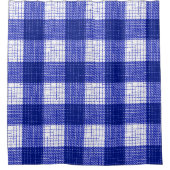 Blue and White Bold Checkered Plaid Design シャワーカーテン (正面)