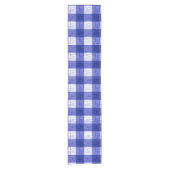 Blue and White Bold Checkered Plaid Design  ショートテーブルランナー (正面)