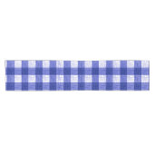 Blue and White Bold Checkered Plaid Design  ショートテーブルランナー (横)