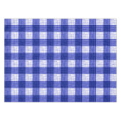 Blue and White Bold Checkered Plaid Design テーブルクロス (正面(横))
