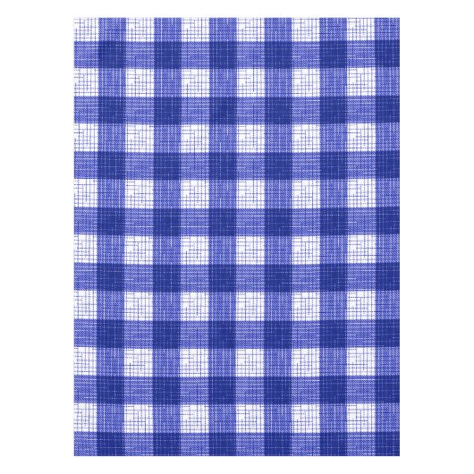Blue and White Bold Checkered Plaid Design  テーブルクロス (正面)
