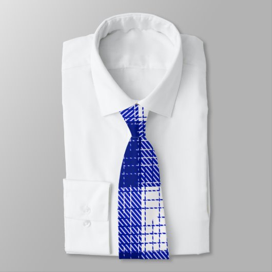 Blue and White Bold Checkered Plaid Design  ネクタイ (タイ)