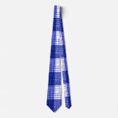 Blue and White Bold Checkered Plaid Design  ネクタイ (正面)