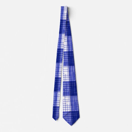 Blue and White Bold Checkered Plaid Design  ネクタイ (裏面)