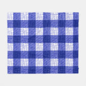 Blue and White Bold Checkered Plaid Design  フリースブランケット (正面(横))