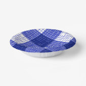 Blue and White Bold Checkered Plaid Design  ペーパーボウル (傾斜あり)