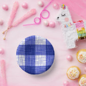 Blue and White Bold Checkered Plaid Design  ペーパーボウル (パーティー)