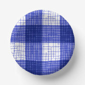 Blue and White Bold Checkered Plaid Design  ペーパーボウル (正面)
