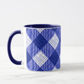 Blue and White Bold Checkered Plaid Design  マグカップ (左)
