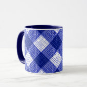 Blue and White Bold Checkered Plaid Design  マグカップ (正面左)