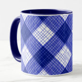 Blue and White Bold Checkered Plaid Design  マグカップ