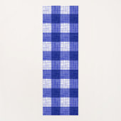 Blue and White Bold Checkered Plaid Design  ヨガマット (正面)