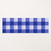 Blue and White Bold Checkered Plaid Design  ヨガマット (正面(横))