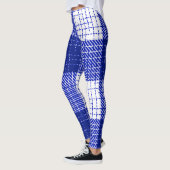 Blue and White Bold Checkered Plaid Design レギンス (左)
