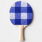 Blue and White Bold Checkered Plaid Design  卓球ラケット (正面)