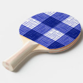 Blue and White Bold Checkered Plaid Design  卓球ラケット (正面アングル)