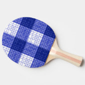 Blue and White Bold Checkered Plaid Design  卓球ラケット (横)