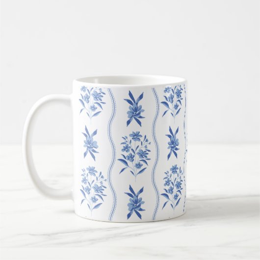 Blue and White Botanical Mug コーヒーマグカップ (左)