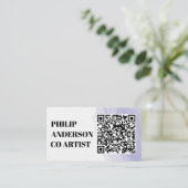 Blue And White Business Card With Qr Code 名刺 (スタンド正面)