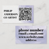 Blue And White Business Card With Qr Code 名刺 (正面/裏面)