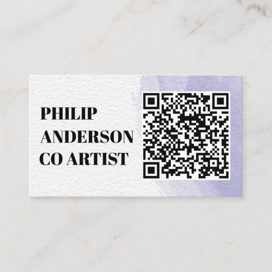Blue And White Business Card With Qr Code 名刺 (正面)
