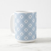 Blue and White Checkered Pattern with Initial コーヒーマグカップ (正面左)