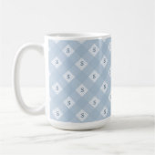 Blue and White Checkered Pattern with Initial コーヒーマグカップ (左)