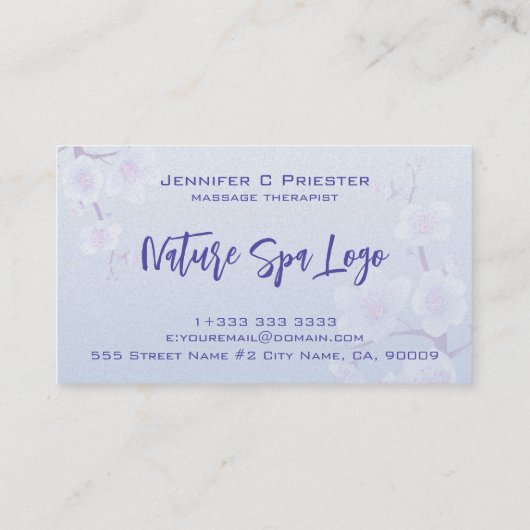 Blue And White Cherry Blossom Nature Spa 名刺 (裏面)