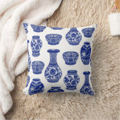 Blue and White Chinese Porcelain Pottery Vases クッション (ブランケット)