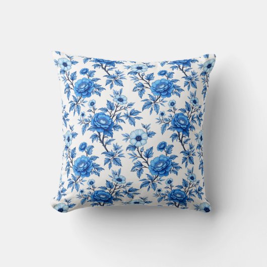 Blue and White Chinoiserie クッション (正面)