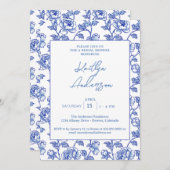 Blue and White Chinoiserie Bridal Shower 招待状 (正面/裏面)