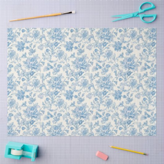Blue and White Chinoiserie Decoupage Pattern 薄葉紙 (クラフト)