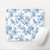 Blue and White Chinoiserie Floral Birds マウスパッド (マウス)