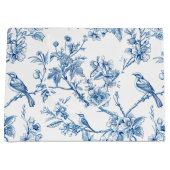 Blue and White Chinoiserie Floral Birds ラージペーパーバッグ (正面)
