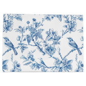 Blue and White Chinoiserie Floral Birds ラージペーパーバッグ (裏面)