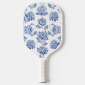 Blue and White Chinoiserie Floral Monogram Pickleb ピックルボールラケット (正面)