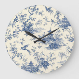 Blue and White Chinoiserie Pagoda Wall Clock ラージ壁時計