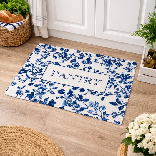 Blue and White Chinoiserie Pantry ドアマット