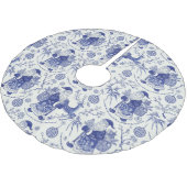 Blue and White Chinoiserie Santa Christmas ブラッシュドポリエステルツリースカート (アングル)