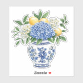 Blue and White Chinoiserie Vase With Hydrangeas シール (シート)