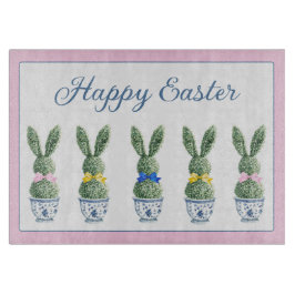 Blue and White Chinoiserie With Rabbit Topiaries カッティングボード
