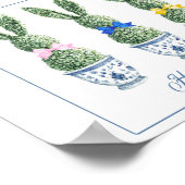 Blue and White Chinoiserie With Rabbit Topiaries ポスター (角)