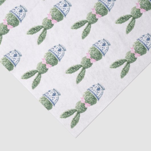 Blue and White Chinoiserie With Rabbit Topiary 薄葉紙 (詳細)