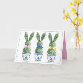 Blue and White Chinoiserie With Rabbits Topiary カード (黄色い花)