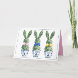 Blue and White Chinoiserie With Rabbits Topiary カード