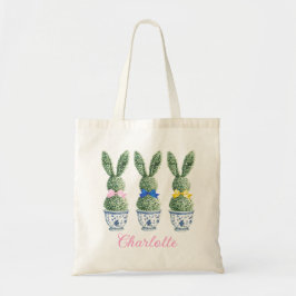 Blue and White Chinoiserie With Rabbits Topiary トートバッグ